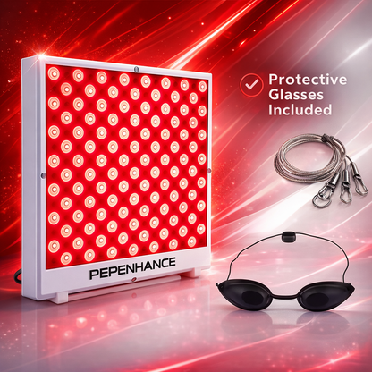 PEPENHANCE Red Light Therapy Panel With Protective Glasses + Hanging Attachment